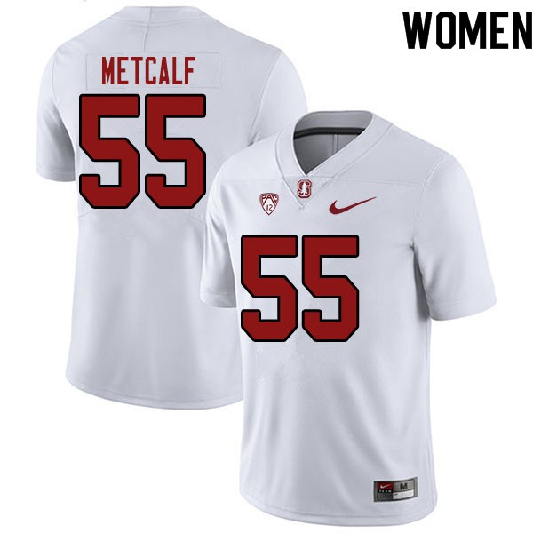 Women's Stanford #55 Drake Metcalf White NCAA Jerseys - Drake Metcalf Jersey  - Stanford Jersey 